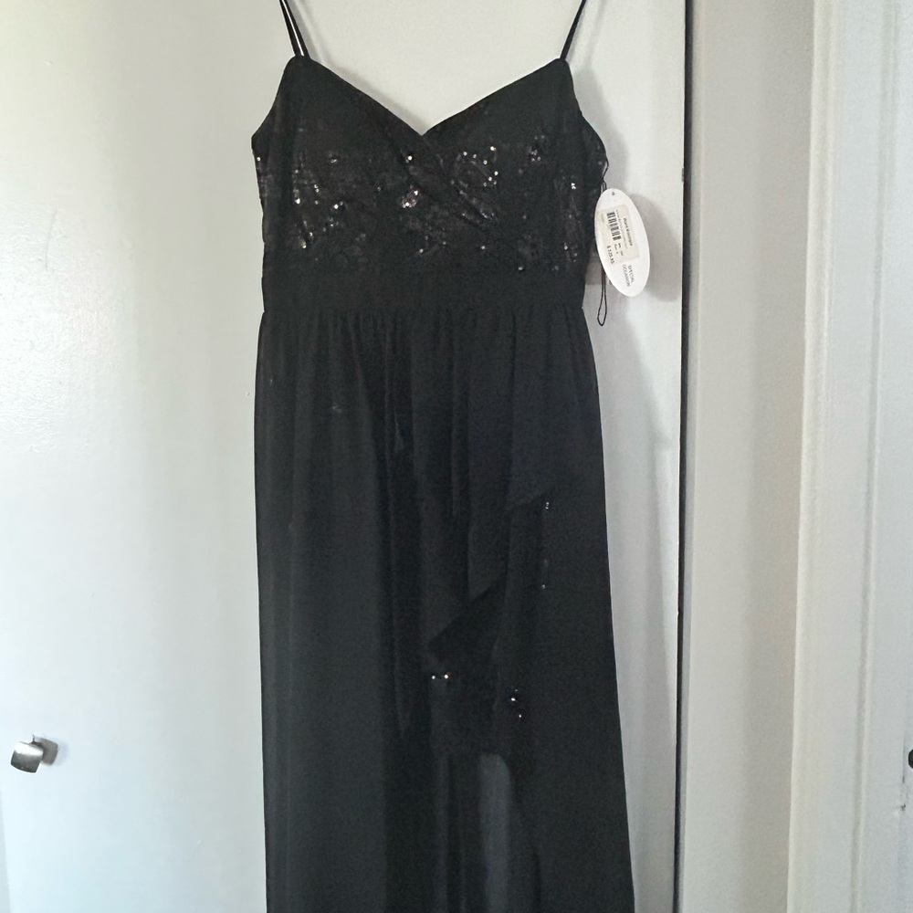Aidan Mattox Sequon Chiffon Hi-Low Dress